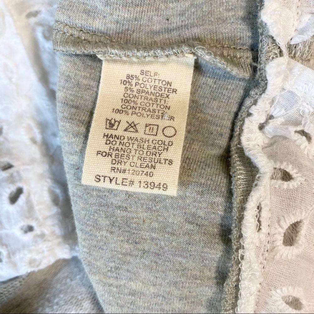 HEM & Thread top grey white eyelet faux blouse pullover - Picture 8 of 8